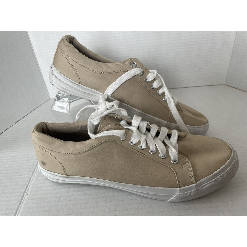 Urban Outfitters Size 8 Khaki Ortholite Canvas Lace Up Mens Sneakers - Picture 3 of 11